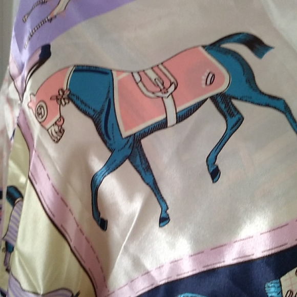 Fashion Scarf Soft Satin Ponies Horses Design - Picture 9 of 9